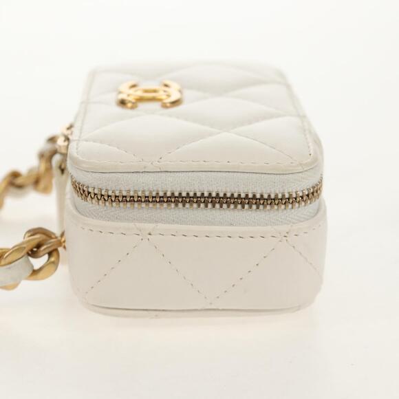 CHANEL Matelasse Chain Shoulder Bag Lamb Skin White Gold CC Auth bs31458SAV - Picture 4 of 16
